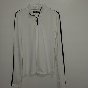 White Casual Long Sleeve Lined w/Single Black Stripe down Sleeves